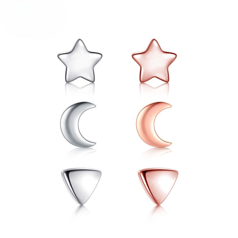 925 Sterling Silver Moon Star Earrings