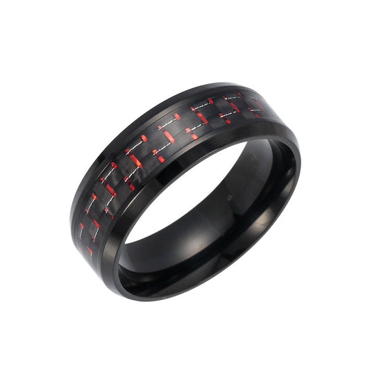 Carbon Fiber Inlaid Steel Ring for Men - TikTok Celebrity Collection
