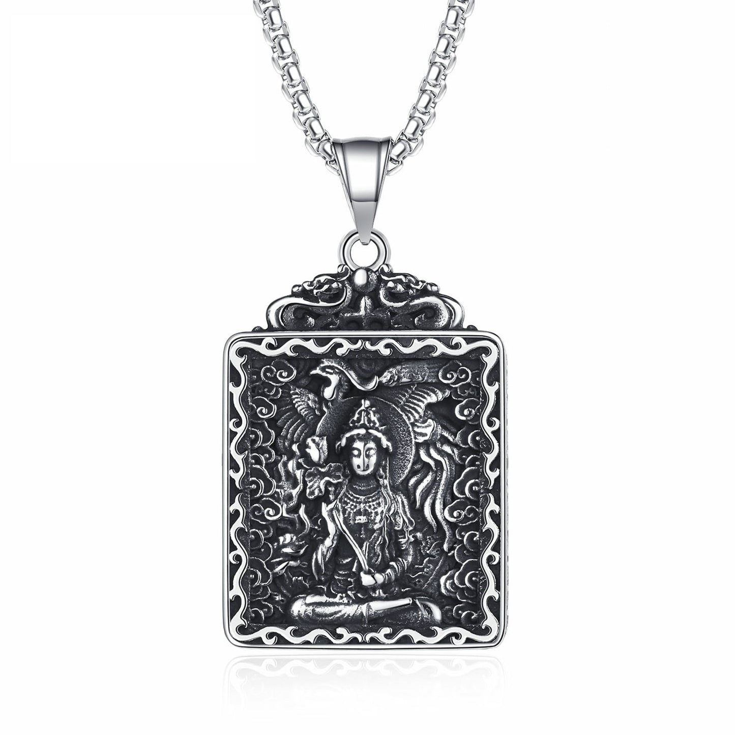 Steel Necklace - Vintage Buddha Zodiac Pendant