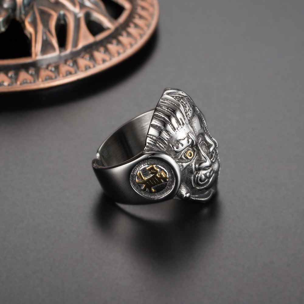 Stainless Steel – God & Devil Good & Evil Ring – Men's