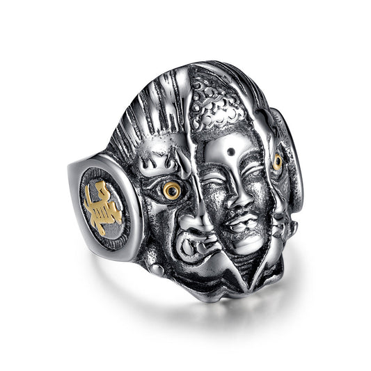 Stainless Steel – God & Devil Good & Evil Ring – Men's