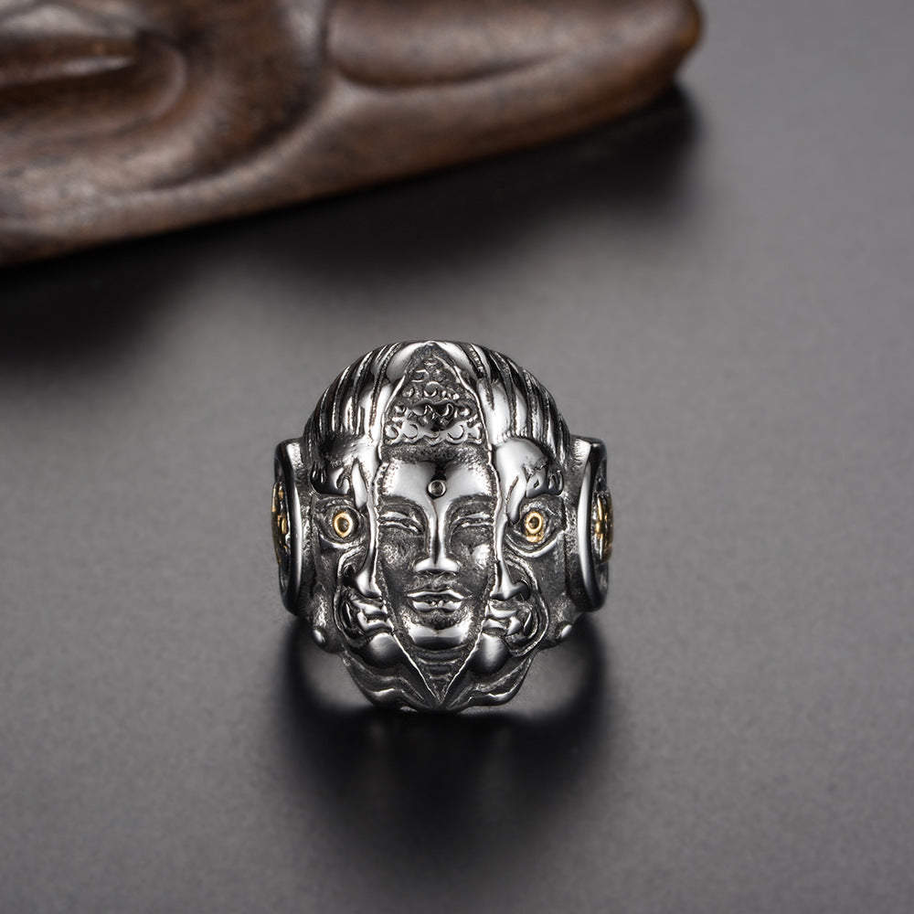 Stainless Steel – God & Devil Good & Evil Ring – Men's