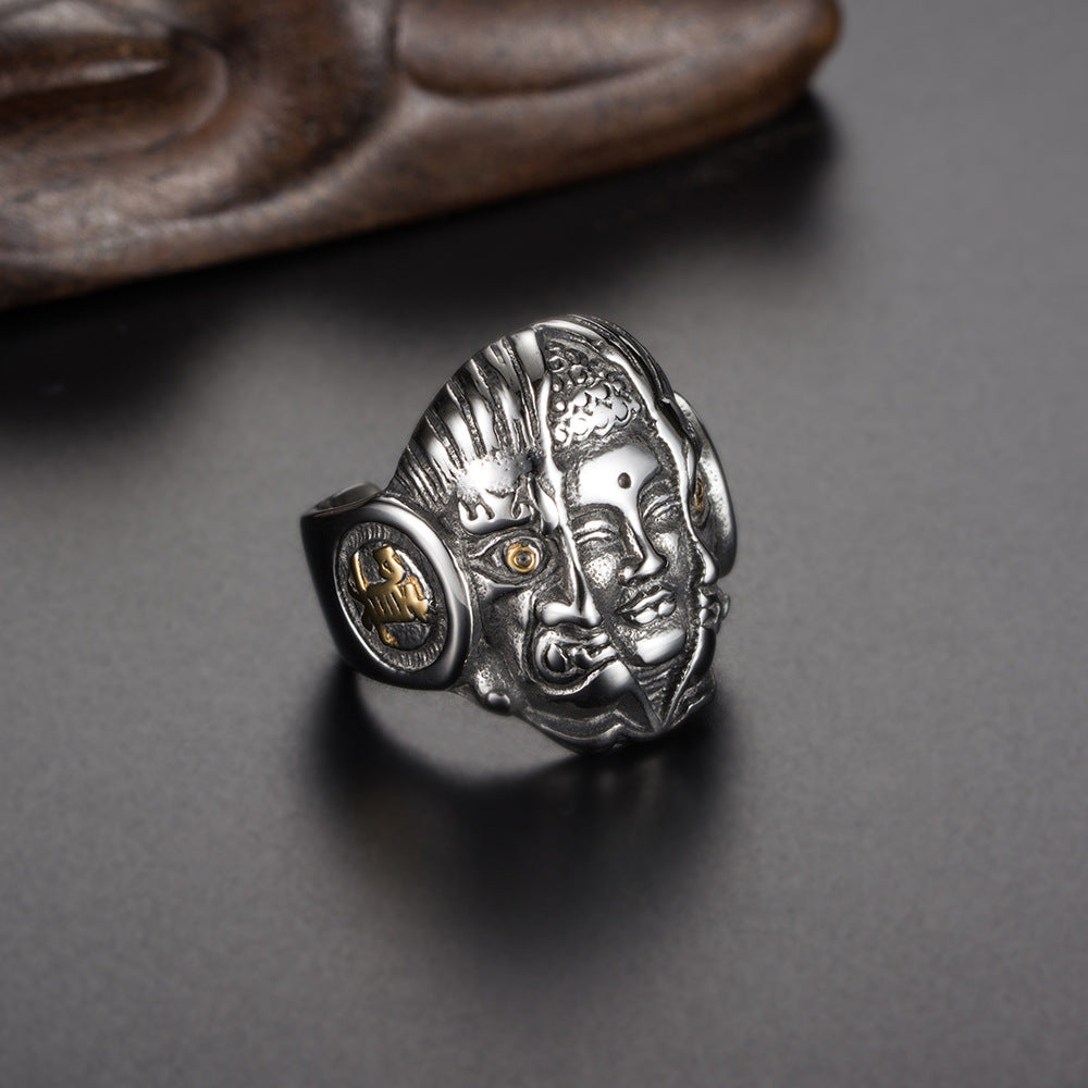 Stainless Steel – God & Devil Good & Evil Ring – Men's