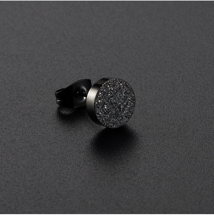 Stainless Steel Pressed Sand Plated Colorful Rose Gold Personalized Stud Earrings