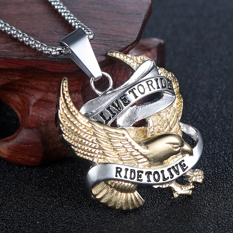 Titanium Steel Eagle Pendant, Vintage Punk Men's Jewelry, European and American Style Personalization