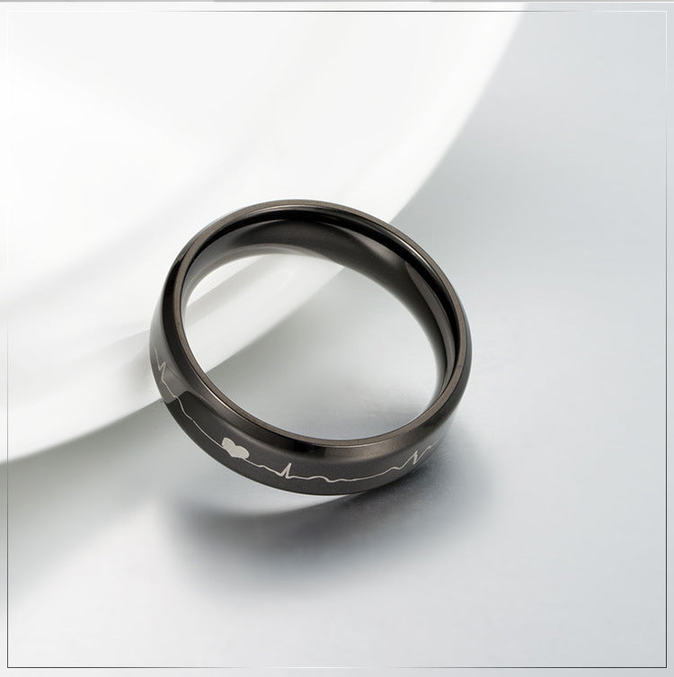 Stainless Steel Electrocardiogram Ring – Couple – Lover's Heartbeat