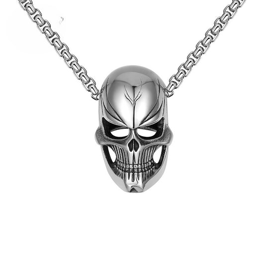 Titanium Steel Necklace – Statement Gothic Skull Pendant For Men With Bold Everyday Edge