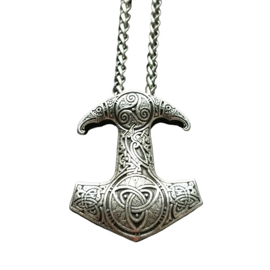 Raven King Necklace: Authentic Norse Men's Jewelry, Hammer of Thor Pendant