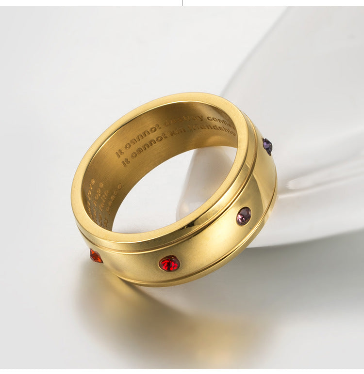 Stainless Steel Colorful Zircon Ring – Rainbow Inspiration Motto – Inspirational