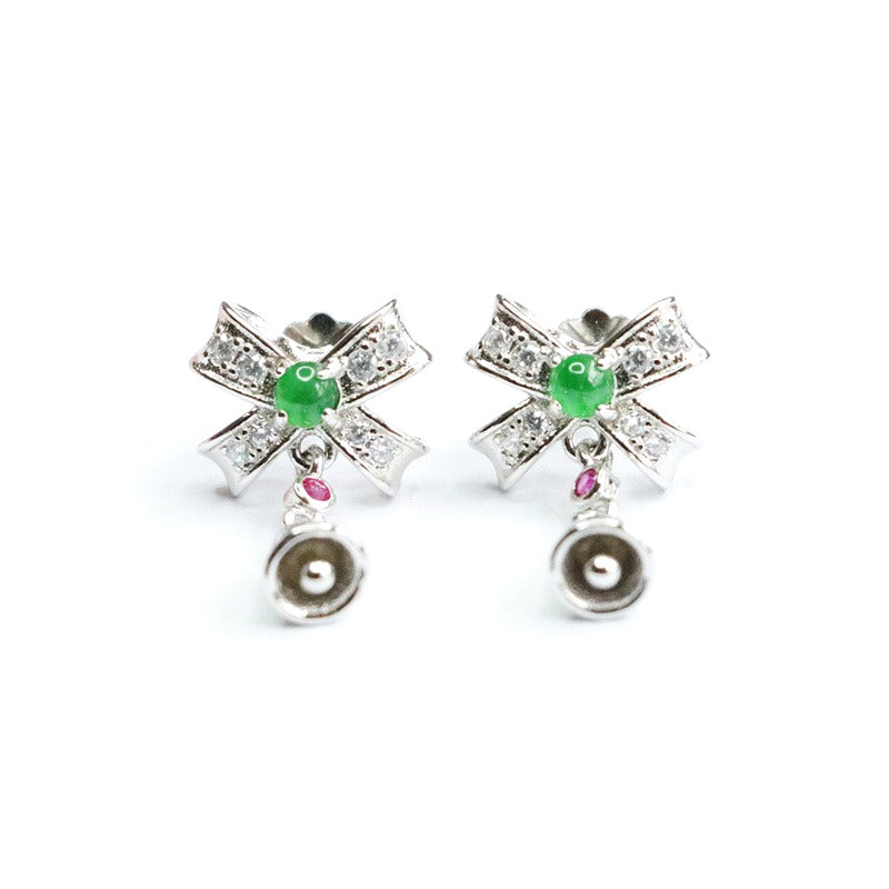 Icy Green Jadeite Bell Tassel Stud Earrings