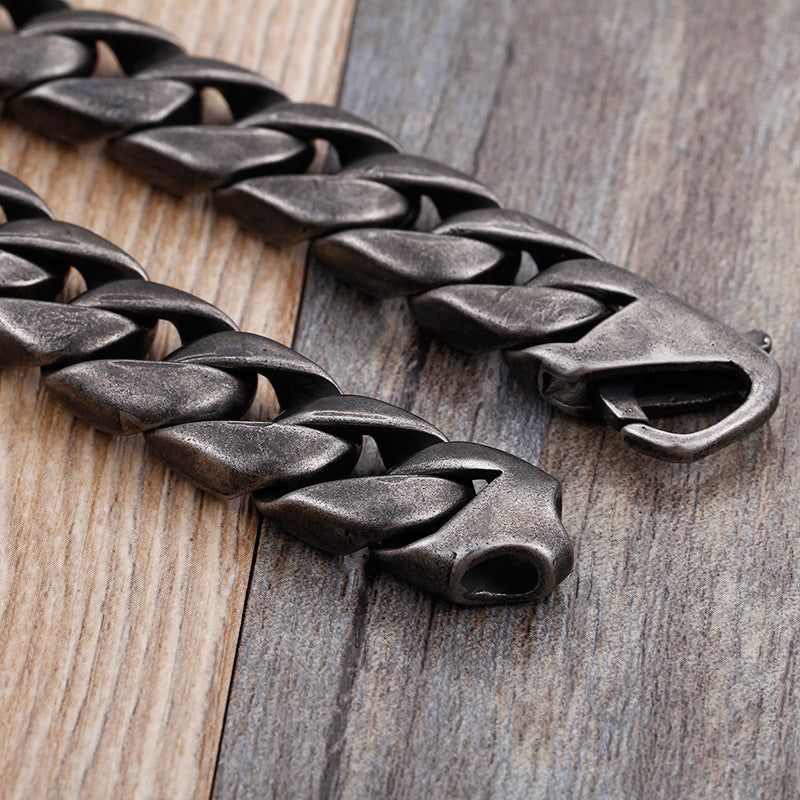 Personalized Boiled Black Titanium Steel Men's Cuban Chain Bracelet