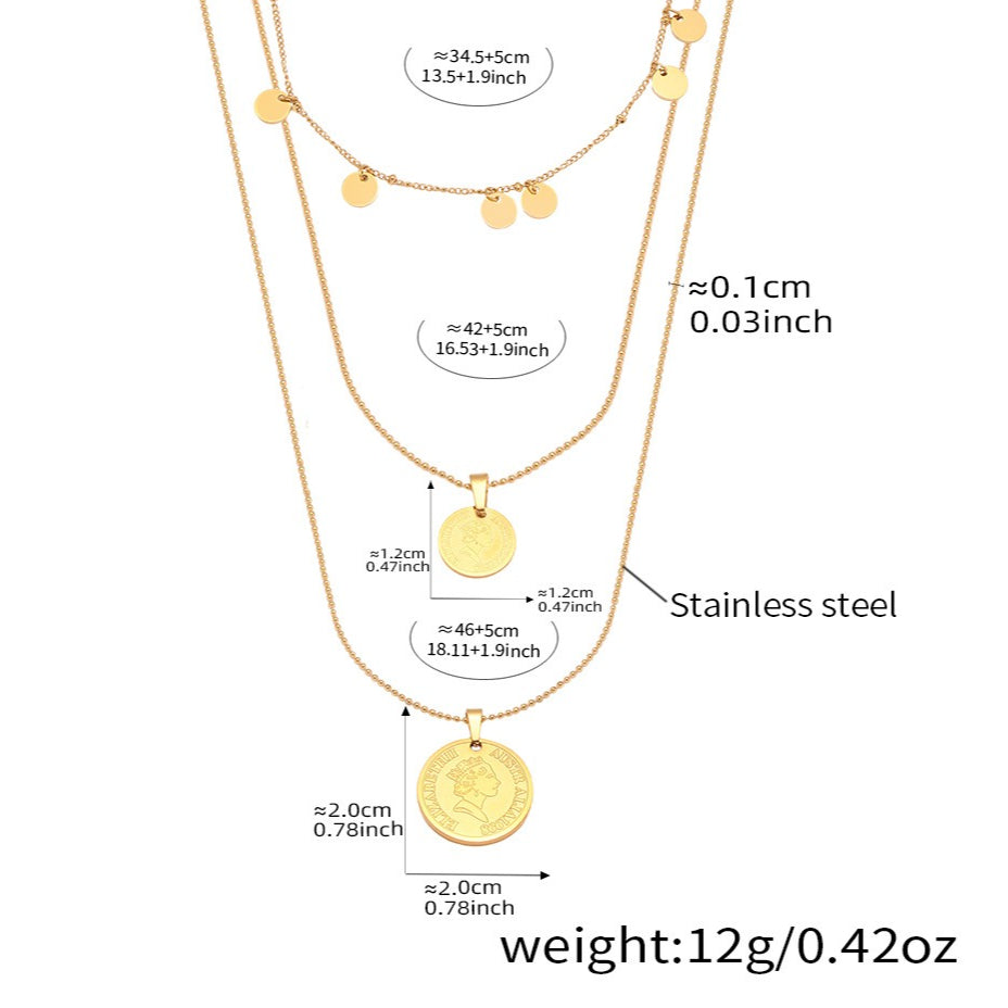 18K Gold Plated Queen Portrait Clavicle Necklace Planderful