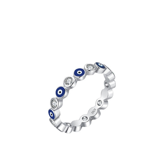 Fashionable Sterling Silver Blue Zircon Drop Glue Ring for Women