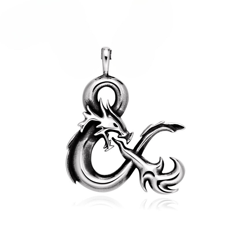 Customized Retro Chinese Dragon Fire Titanium Steel Pendant for Men - Wholesale Stainless Steel Jewelry