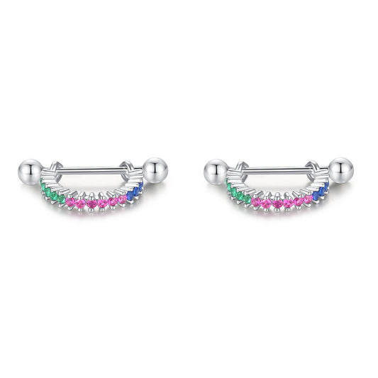 S925 Pure Silver Colored Zircon Earrings for Modern Women