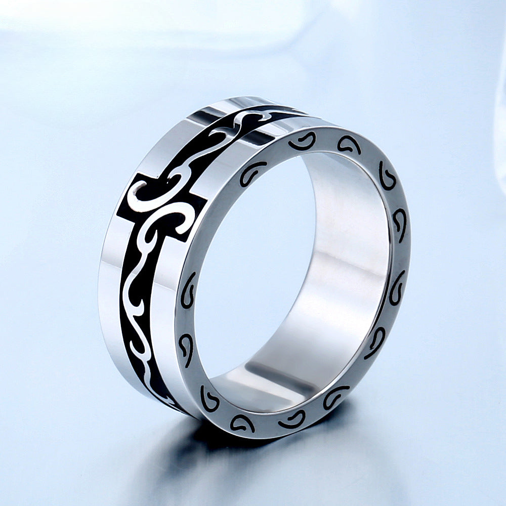Customized Retro Hipster Titanium Steel Engraved Rings for Unisex - Wholesale Handcrafted Jewelry