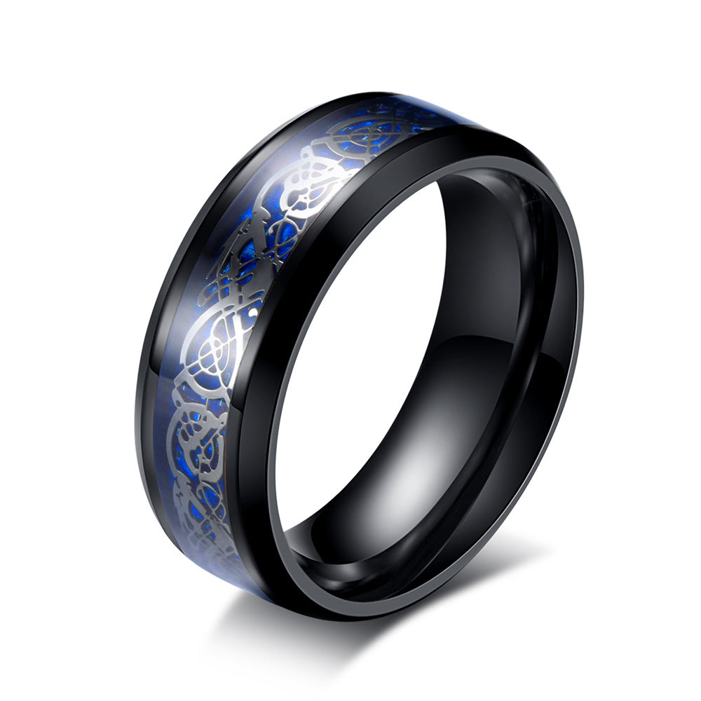 E-commerce Nibelongen's Ring Dragon Pattern Carbon Fiber Ring