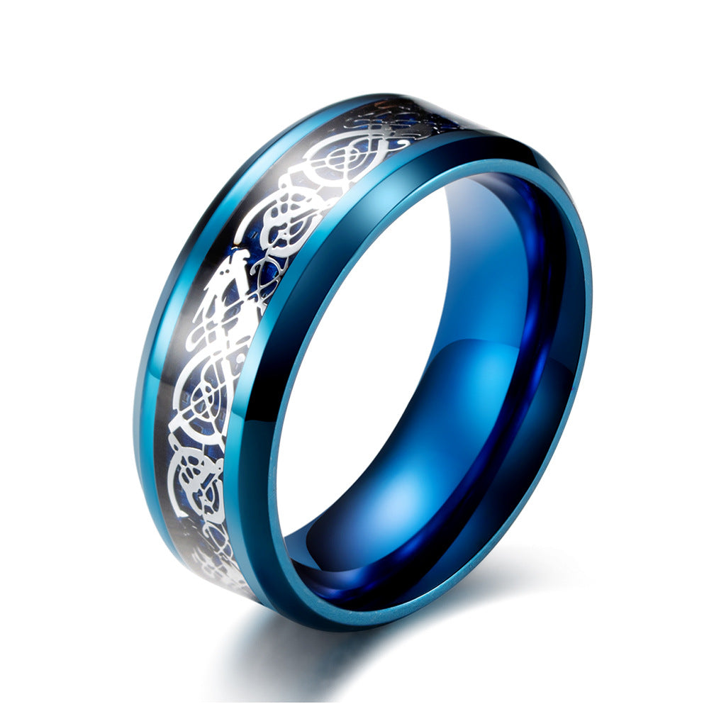 E-commerce Nibelongen's Ring Dragon Pattern Carbon Fiber Ring
