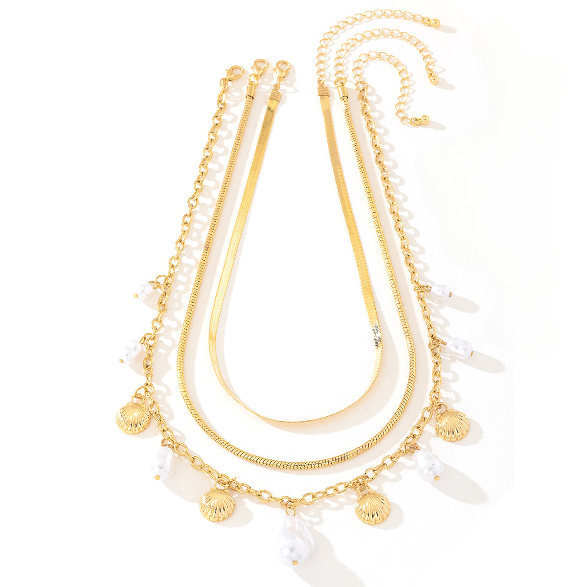 Planderful Vienna Verve Necklace – Elegant Metal Chain with Imitation Pearl Pendant
