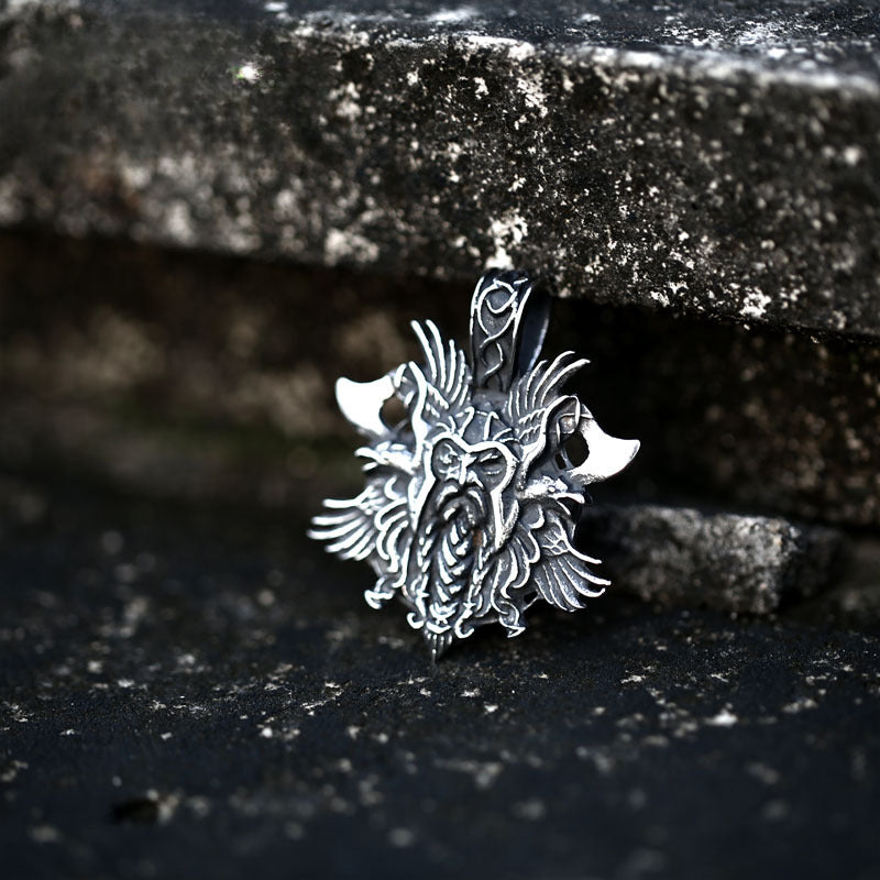 Viking Odin-Inspired Double Axe Pendant for Men - European and American Pirates Design in Titanium Steel and Stainless Steel