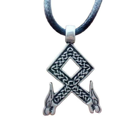Nordic Wolf Rune Necklace - Handcrafted European Inspired Men's Pendant