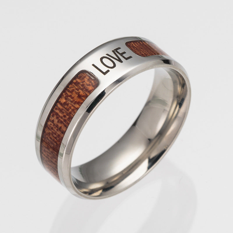Woodgrain Half Ring - Men's Steel Ring in Everyday Genie Collection