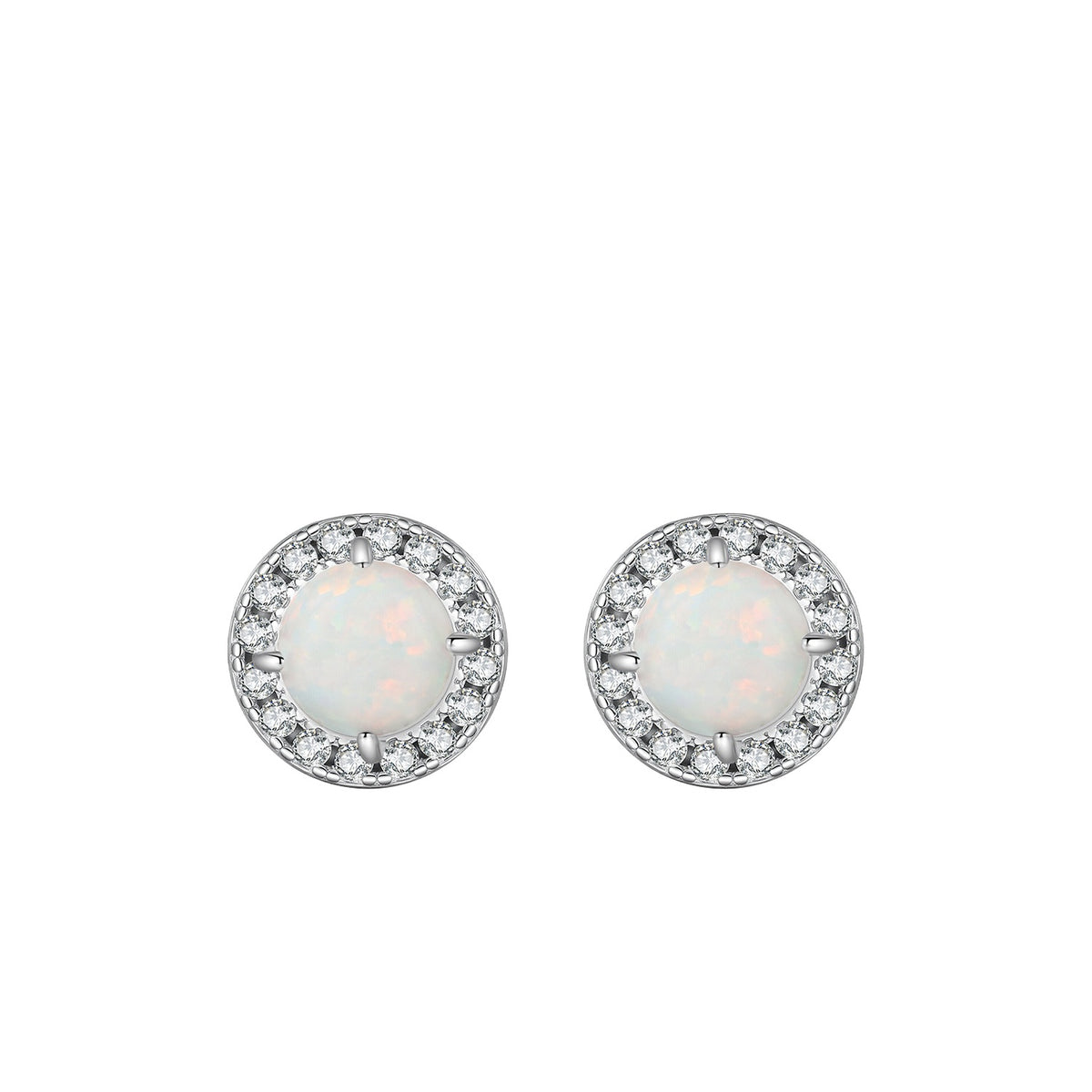 925 Sterling Silver Vintage-Inspired Opal Stud Earrings