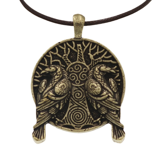Viking Crow World Tree Necklace - Men's European & American Jewelry Piece