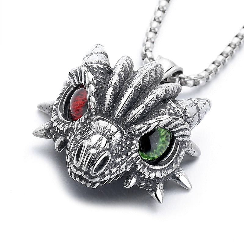 Steel Necklace - Minimalist Dragon Pendant