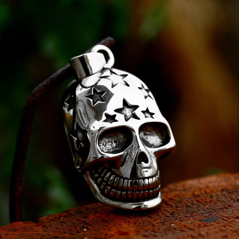 Retro Punk Hip Hop Stainless Steel Skull Pentagram Pendant for Men - Wholesale Titanium Steel Jewelry