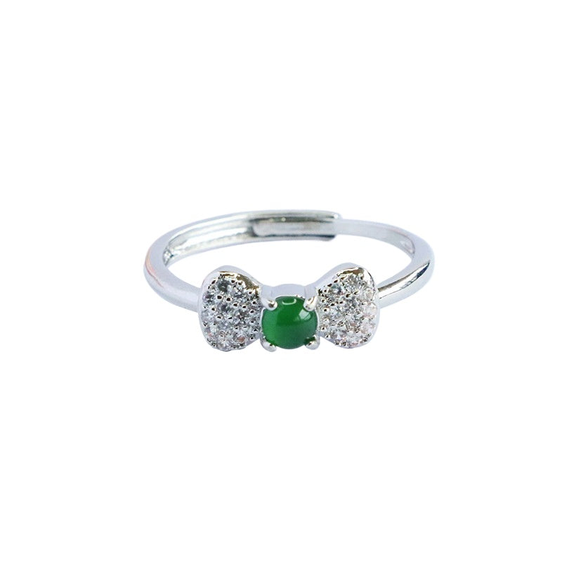 Green Jadeite Bow Ring