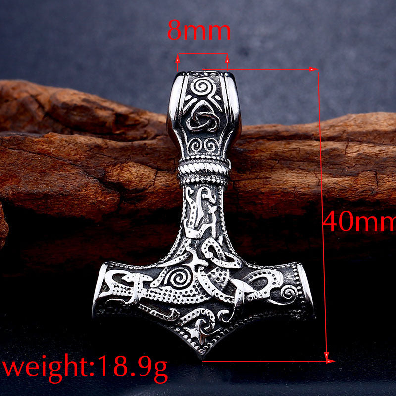 Titanium Steel Viking Celtic Knot Pendant - Retro Anchor Jewelry for Men