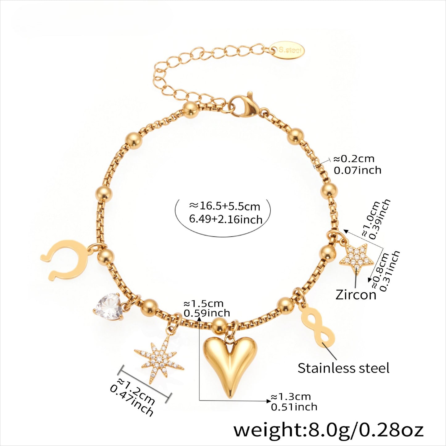Planderful Medieval Zircon Bracelet For Women Gold Plated