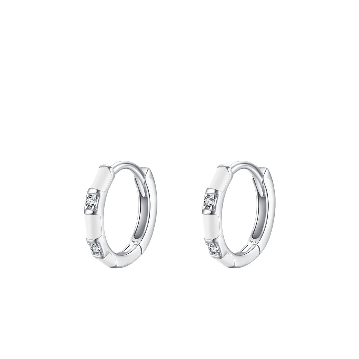 925 Sterling Silver Enamel Zircon Hoop Earrings