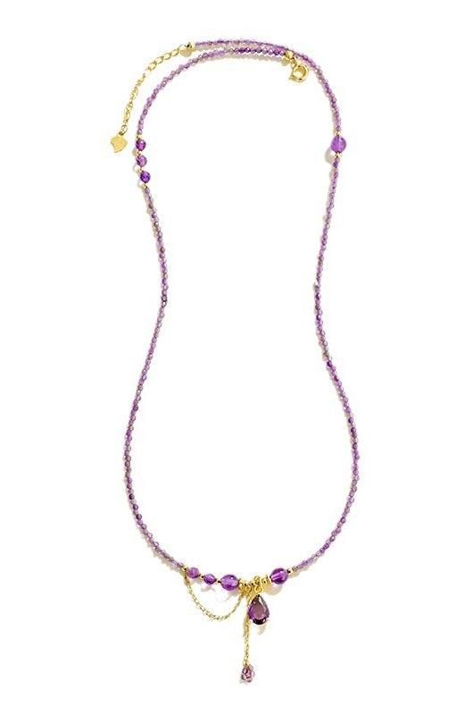 Amethyst Heart Triple-Wrap Convertible Necklace & Bracelet