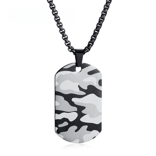 Laser Camouflage Pattern Stainless Steel Military Brand Necklace