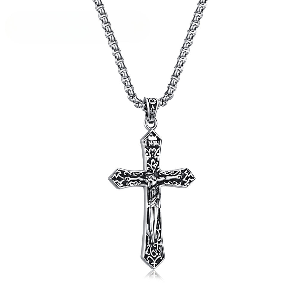 European And American Retro Old Crucifixion Cross Necklace Titanium Steel Pendant Wholesale For Men
