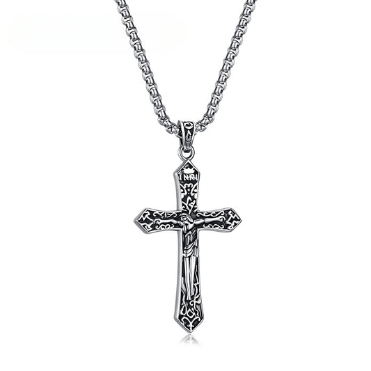 European And American Retro Old Crucifixion Cross Necklace Titanium Steel Pendant Wholesale For Men