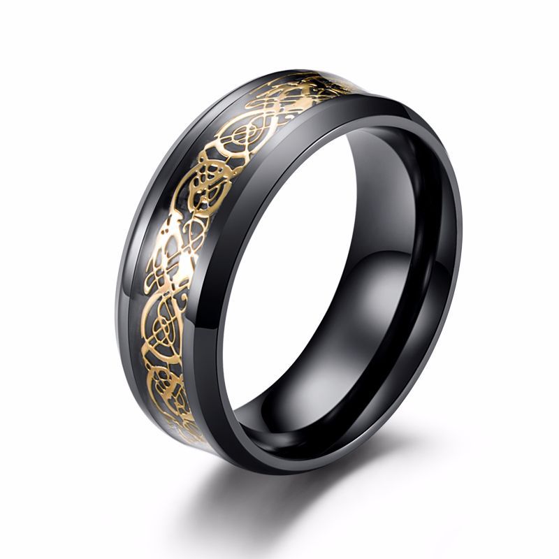 E-commerce Nibelongen's Ring Dragon Pattern Carbon Fiber Ring