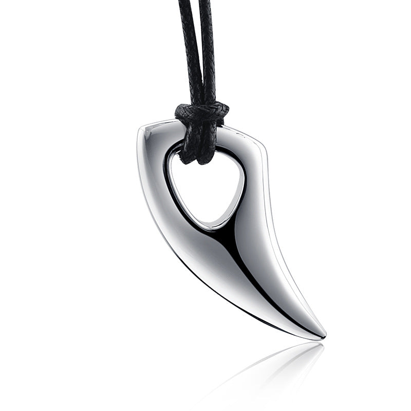 Steel Necklace - Statement Wolf Tooth Pendant For Men