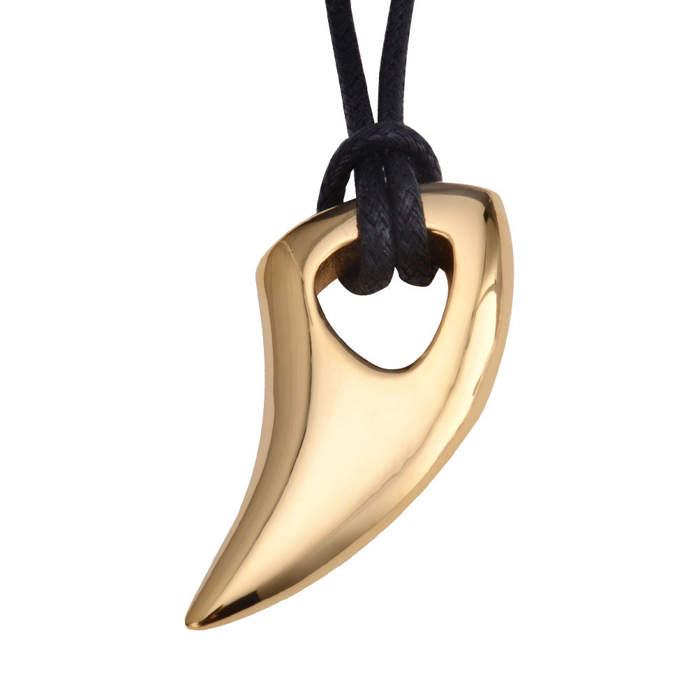 Steel Necklace - Statement Wolf Tooth Pendant For Men