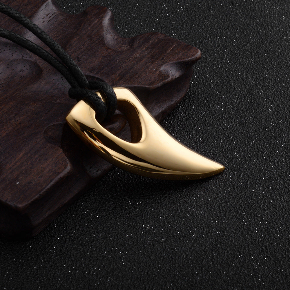 Steel Necklace - Statement Wolf Tooth Pendant For Men