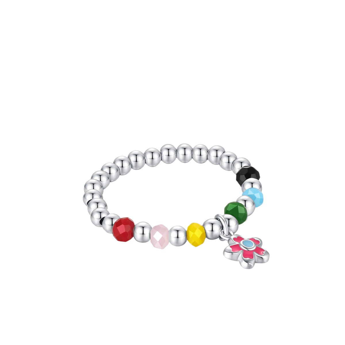 925 Sterling Silver Color-Beaded Ring