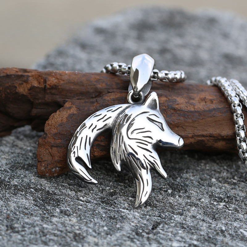 Retro Fox Design Titanium Steel Pendant for Men - Personalized Stainless Steel Jewelry