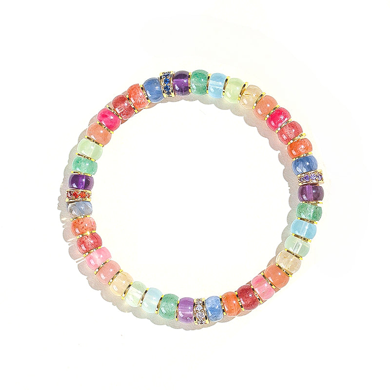 Planderful Fortune's Favor Beaded Bracelet – Natural Crystal Amethyst and Aquamarine