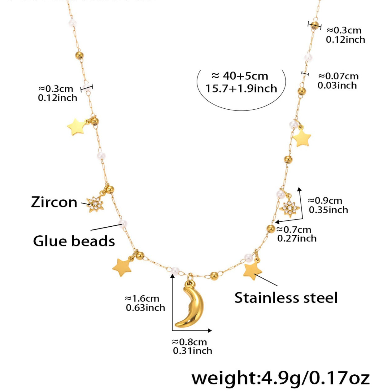 Planderful 18K Gold Zircon Collarbone Necklace Women