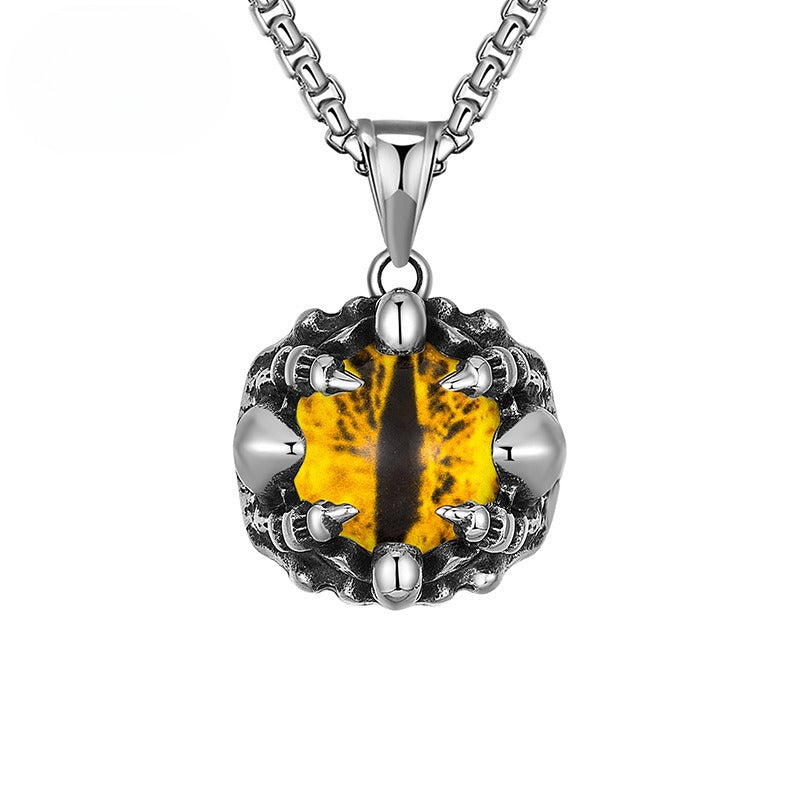 Steel Necklace – Statement Turkish Eye Pendant