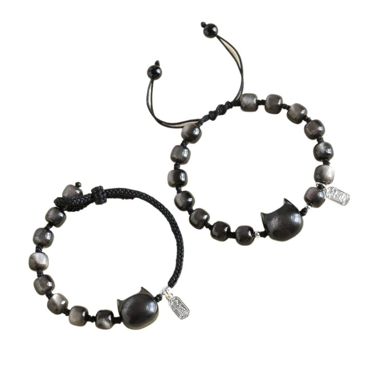 Planderful Fortune's Favor Bracelet – Unique Silver Obsidian Design