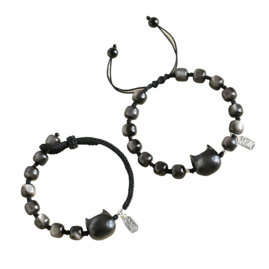 Planderful Fortune's Favor Bracelet – Unique Silver Obsidian Design