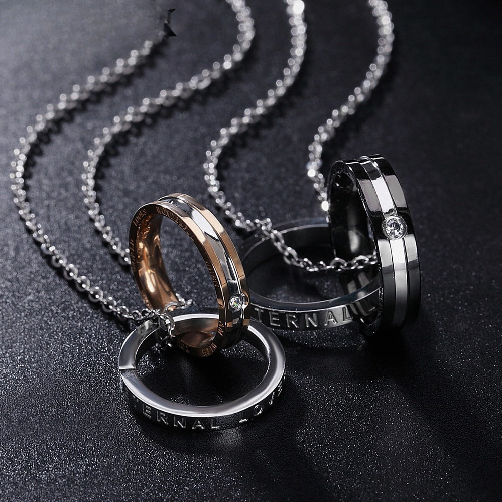 Planderful Titanium Steel Unisex Couple Necklace With Protection Pendant For Couples